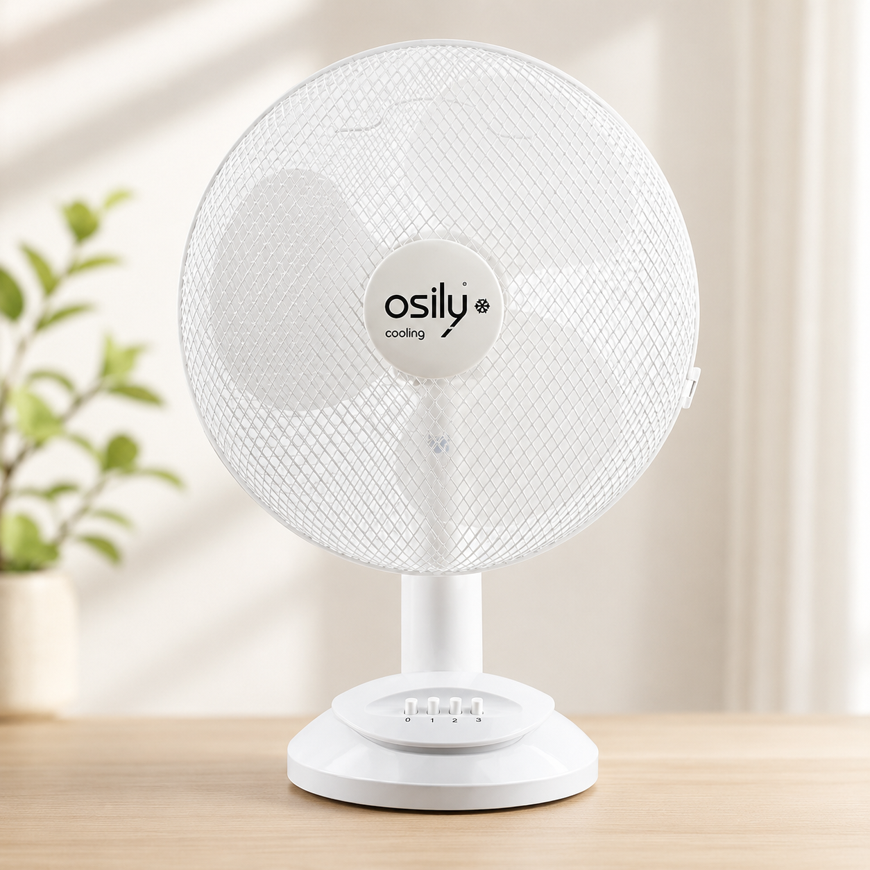 Tischventilator 30 cm – Weiß | 3 Geschwindigkeitsstufen | Oszillierend