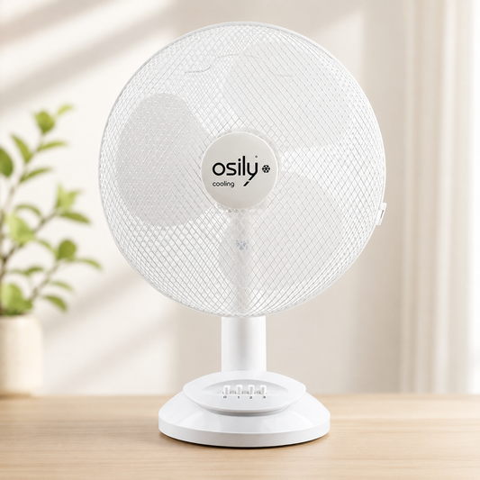 Tischventilator 30 cm – Weiß | 3 Geschwindigkeitsstufen | Oszillierend