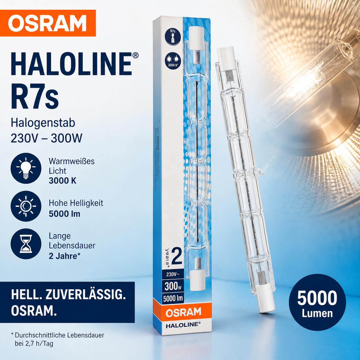 OSRAM HALOLINE 64701 Halogenstab R7s 230V 230W