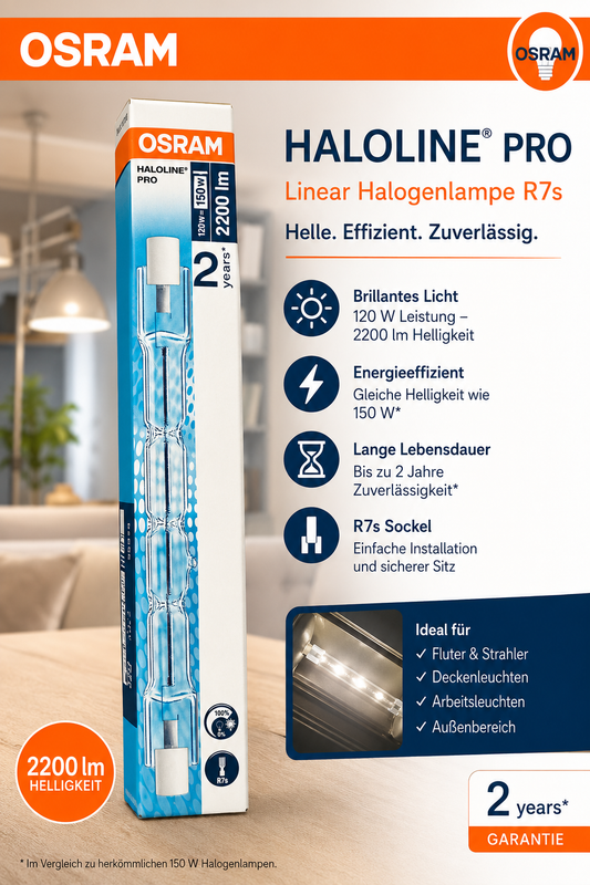 OSRAM HALOLINE 64701 Halogenstab R7s 230V 120W – Neu in OVP